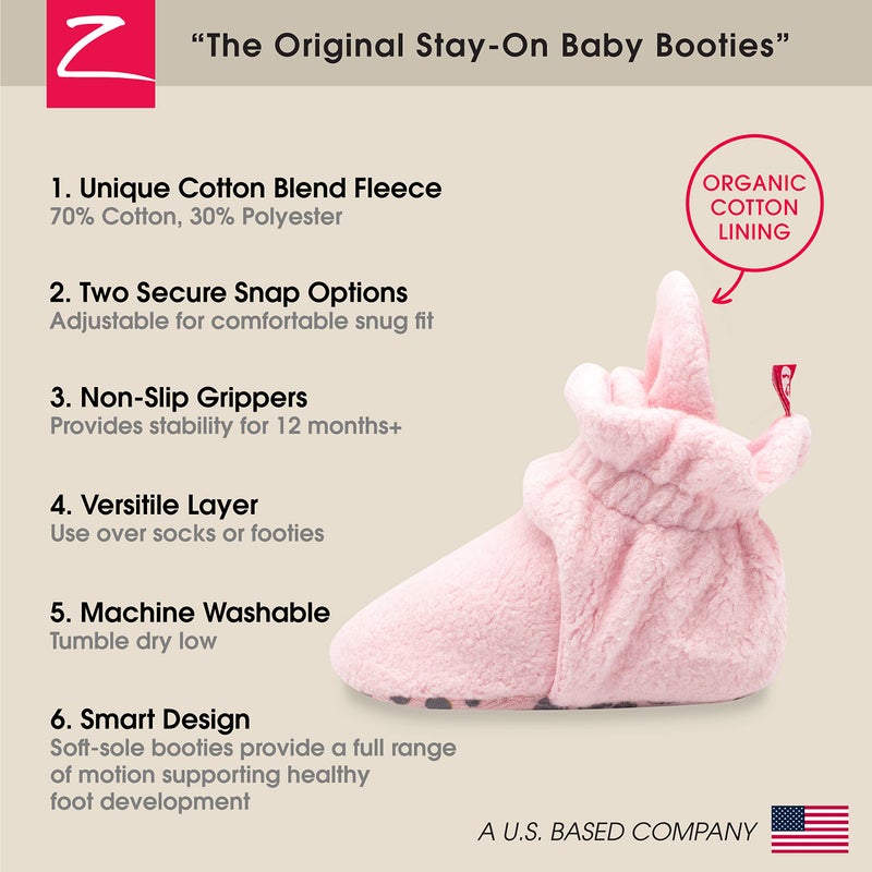 Zutano Unisex Fleece Baby Booties with Organic Cotton Lining, Newborn Essentials, Baby Pink, 6 Months - Image 4